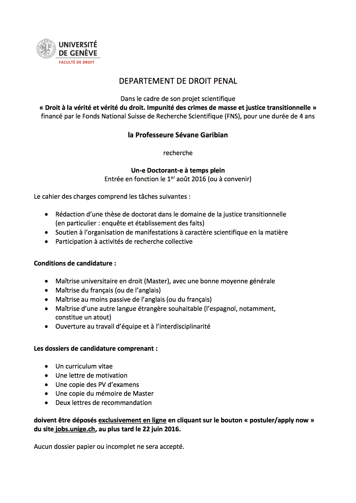Poste de doctorant
